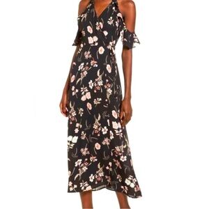 Floral Black Off-Shoulder Dress